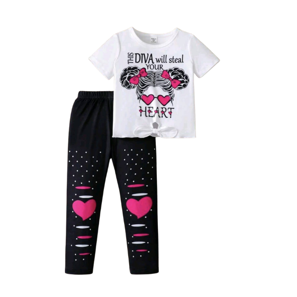 Grilsl T-shrit & Long pant Set