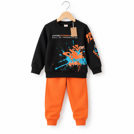 Black Sweatshirts  and Joggers Set(3M-8yrs)