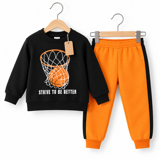 Black Sweatshirts  and Joggers Set(3M-8yrs)