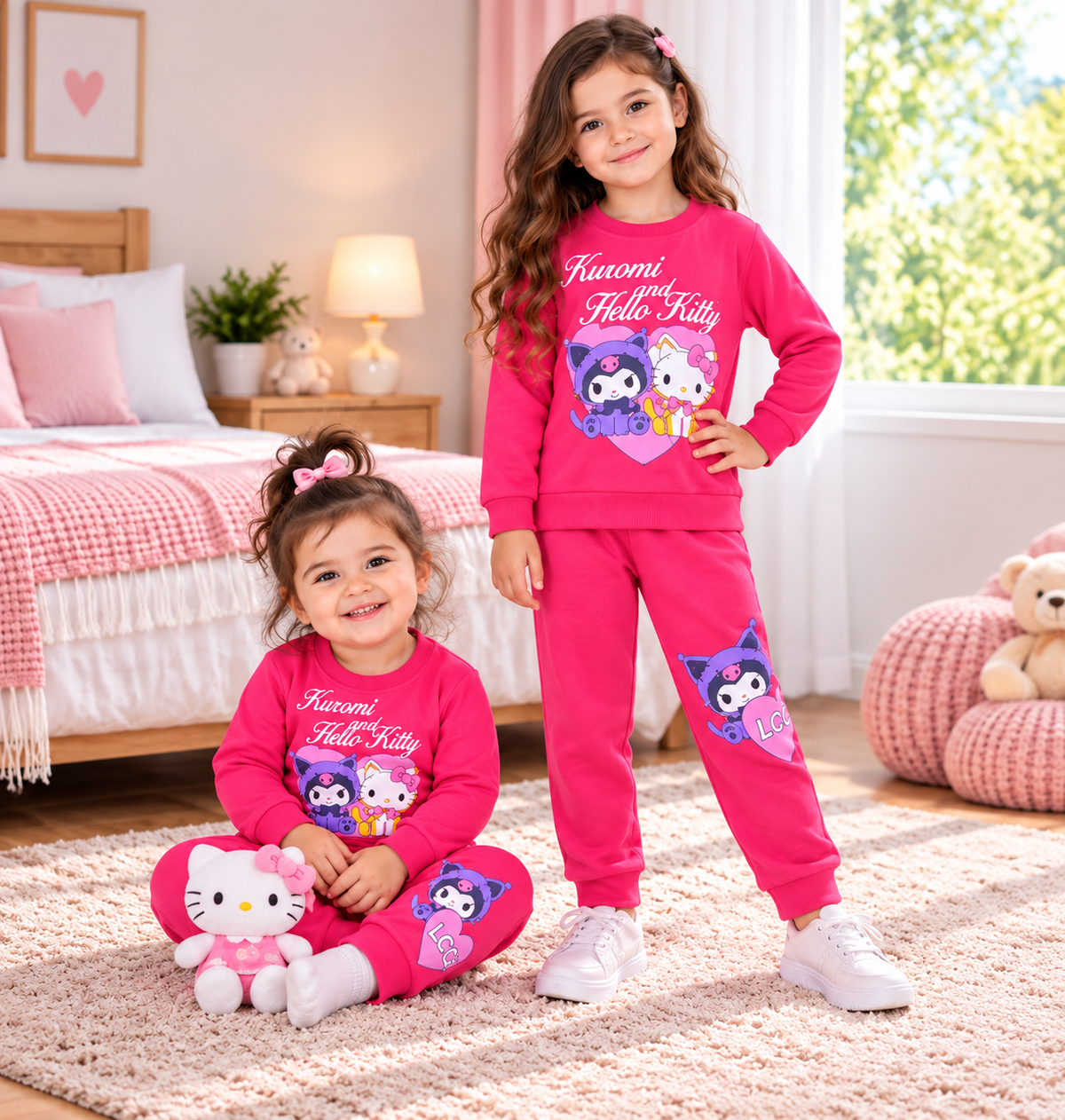 🎀 Kuromi &amp; Hello Kitty Girls 2-Piece Set (2yrs-12yrs)