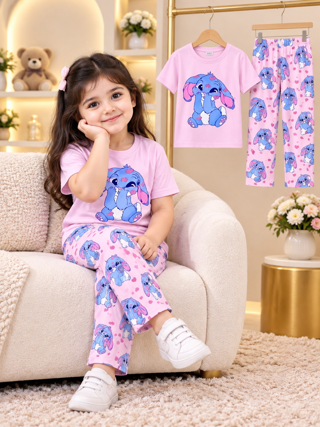 💖 Cute Cat Girls Night Suit Set (2yrs -12yrs)