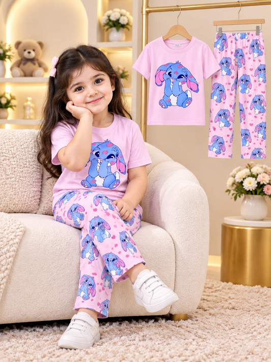 💖 Cute Cat Girls Night Suit Set (2yrs -12yrs)