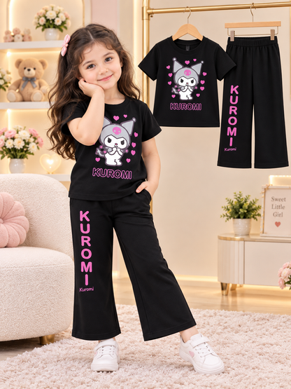 Kuromi Black Kids T-Shirt & Pant Set (1yrs-5yrs)