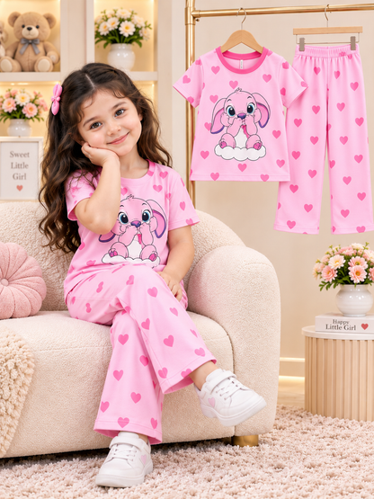 Pink Heart & Bunny Pajama Set! (2yrs-12yrs)