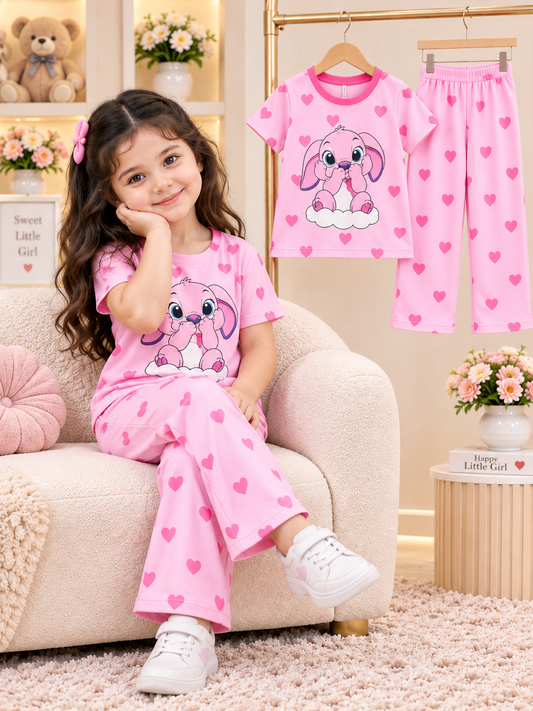 Pink Heart & Bunny Pajama Set! (2yrs-12yrs)