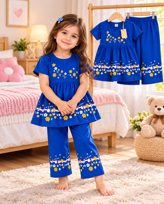 🌸 Cheerful Blue Floral Outfit Display (1yrs-12yrs)